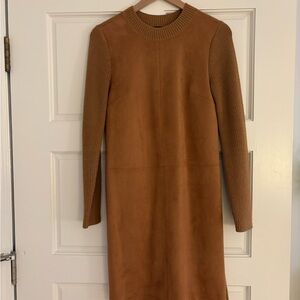 Ann Taylor Faux Suede Paneled Sweater Dress